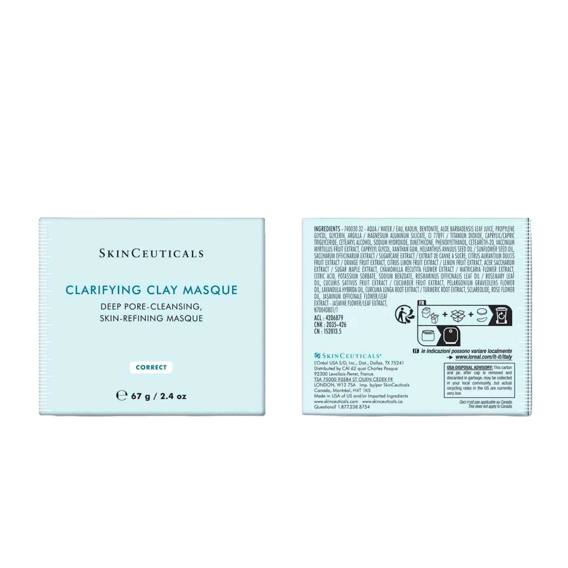 SkinCeuticals Clarifying Clay Masque with kaolin and bentonite clay helps absorb excess oil and remove impurities from skin