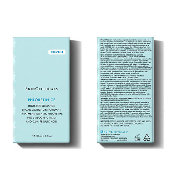 SkinCeuticals Phloretin CF serum with 10% vitamin C, phloretin and ferulic acid working synergistically to neutralise free radicals and improve skin clarity and tone