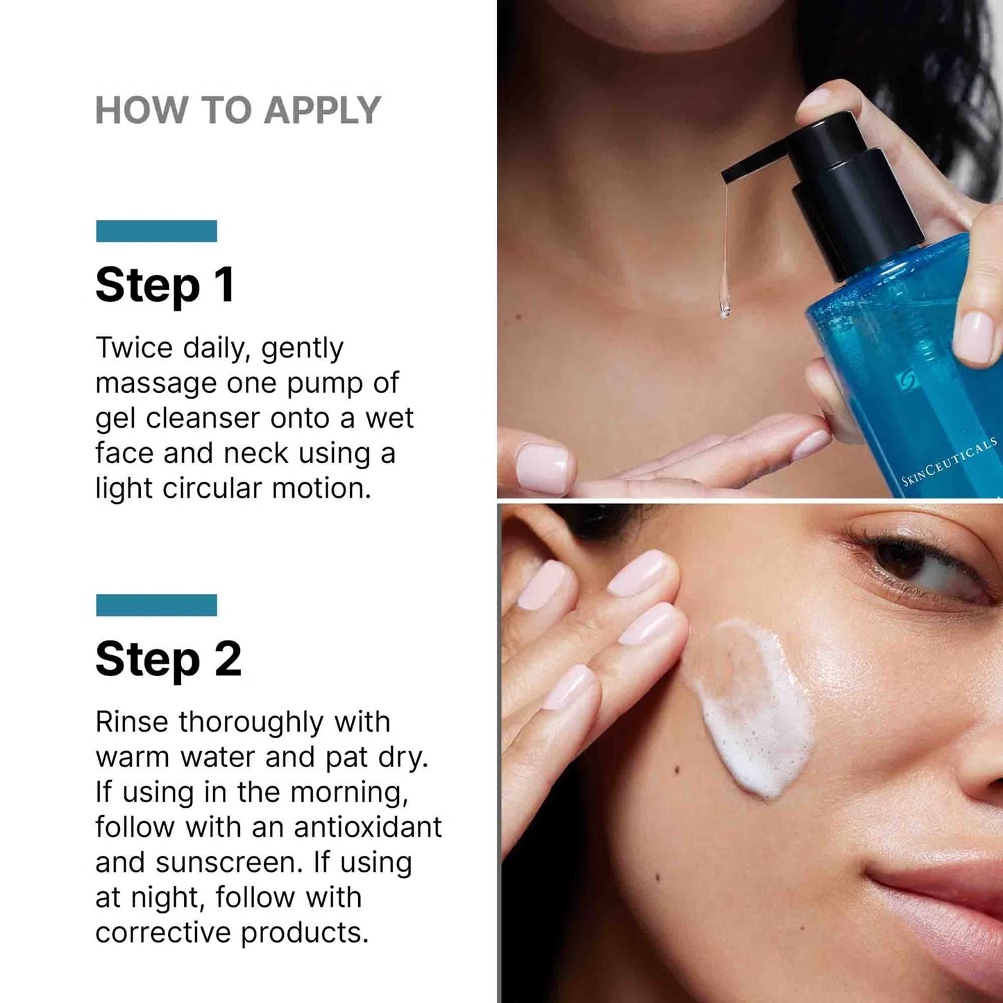 SkinCeuticals Simply Clean gel cleanser for oily and combination skin helping control shine refine pores and leave skin fresh and balanced