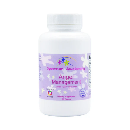 Spectrum Awakening Anger Management 55g powder with magnesium L-theanine glycine choline vitamin B2 and B6 gluten free