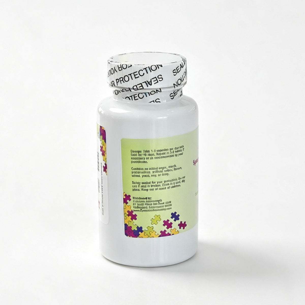 Spectrum Awakening Bio-Cillin supplement facts showing Zinc glycinate and 1475mg proprietary herbal blend per two-capsule serving