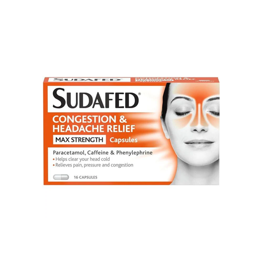 Sudafed Max strength Congestion & Headache 16 capsules