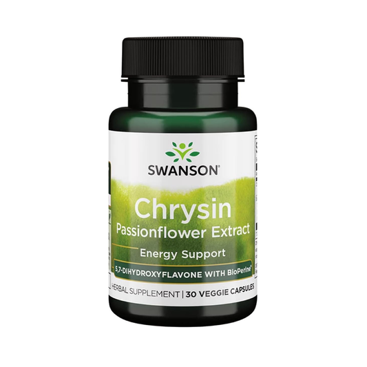Swanson Premium Herbs Chrysin 500mg with BioPerine 5mg 30 vegetarian capsules passion flower extract