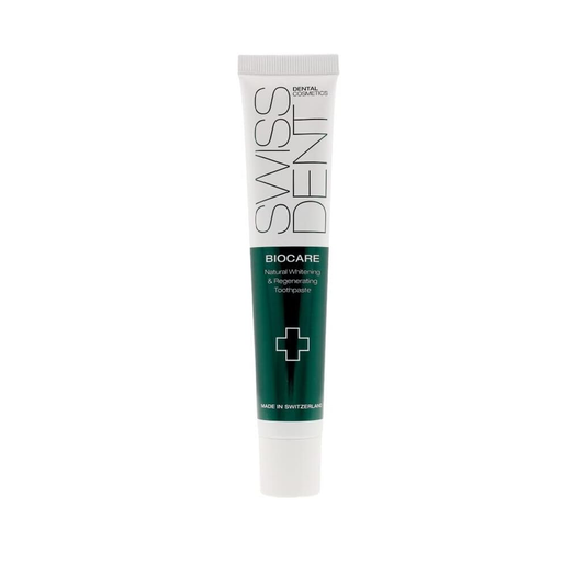 Swissdent Biocare natural whitening toothpaste 50ml fluoride-free formula for stain removal and enamel remineralisation