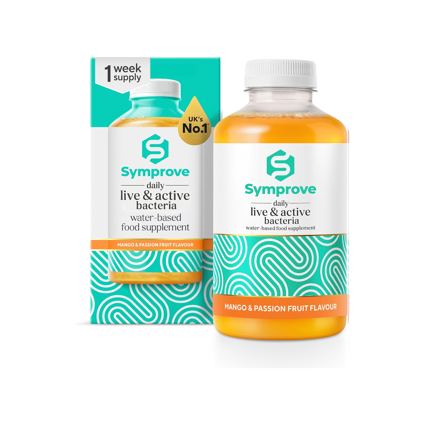 Symprove Mango & Passionfruit liquid probiotic 500ml with billions of live bacteria for daily gut microbiome support