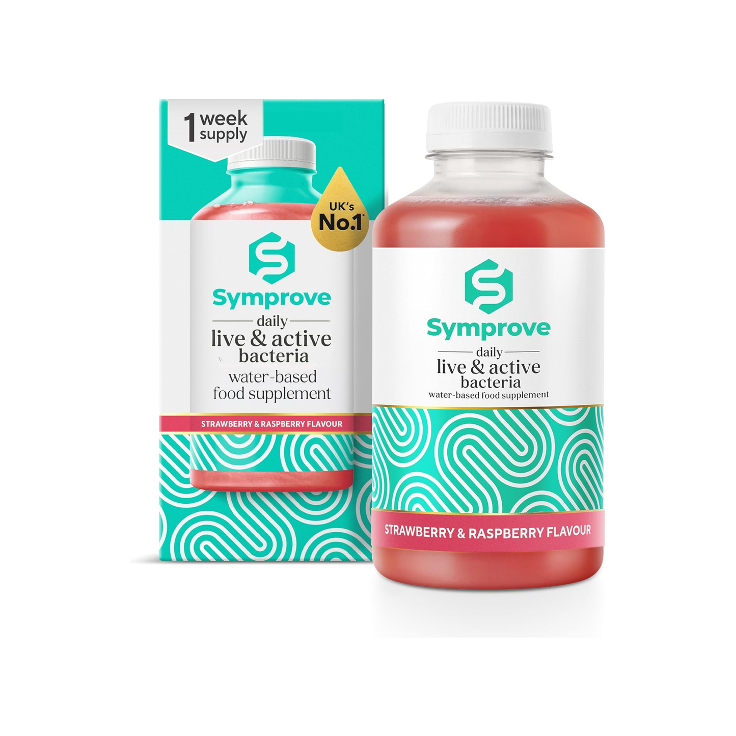 Symprove Strawberry & Raspberry liquid probiotic 500ml with billions of live active bacteria for daily gut microbiome support