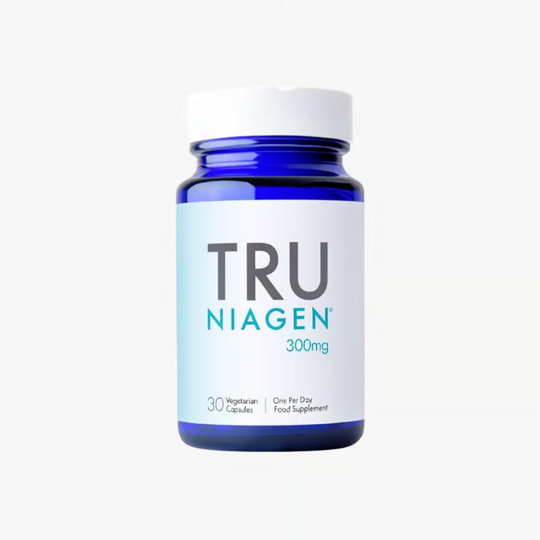 Tru Niagen 300mg 30 capsules with NIAGEN nicotinamide riboside chloride, a vegan food supplement for adults seeking a simple daily capsule routine.