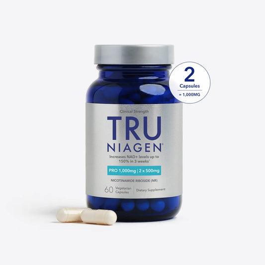 Tru Niagen Pro Nicotinamide Riboside 1000mg 60 vegetarian capsules high-strength NAD+ supplement for cellular energy and healthy ageing