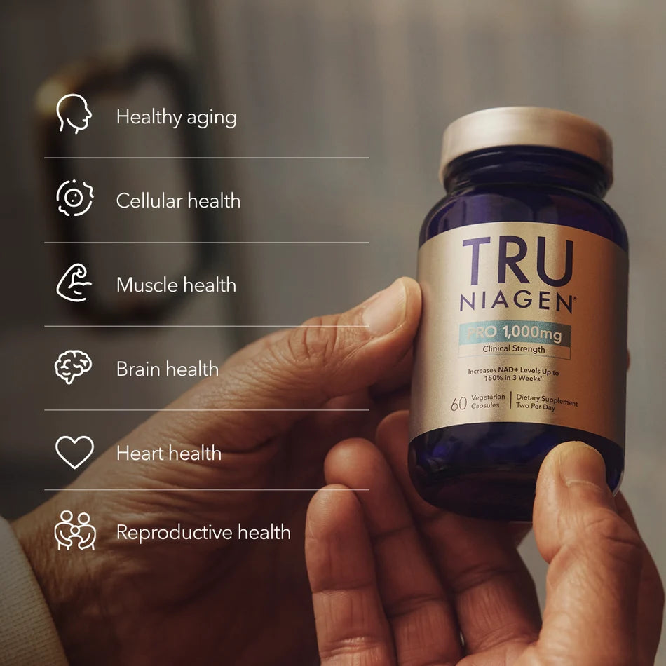Tru Niagen Pro daily NAD+ supplement for adults supporting cellular energy metabolism and resilience as part of a healthy ageing routine