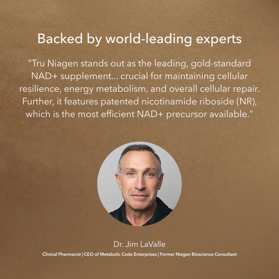 Tru Niagen Pro daily NAD+ supplement for adults supporting cellular energy metabolism and resilience as part of a healthy ageing routine
