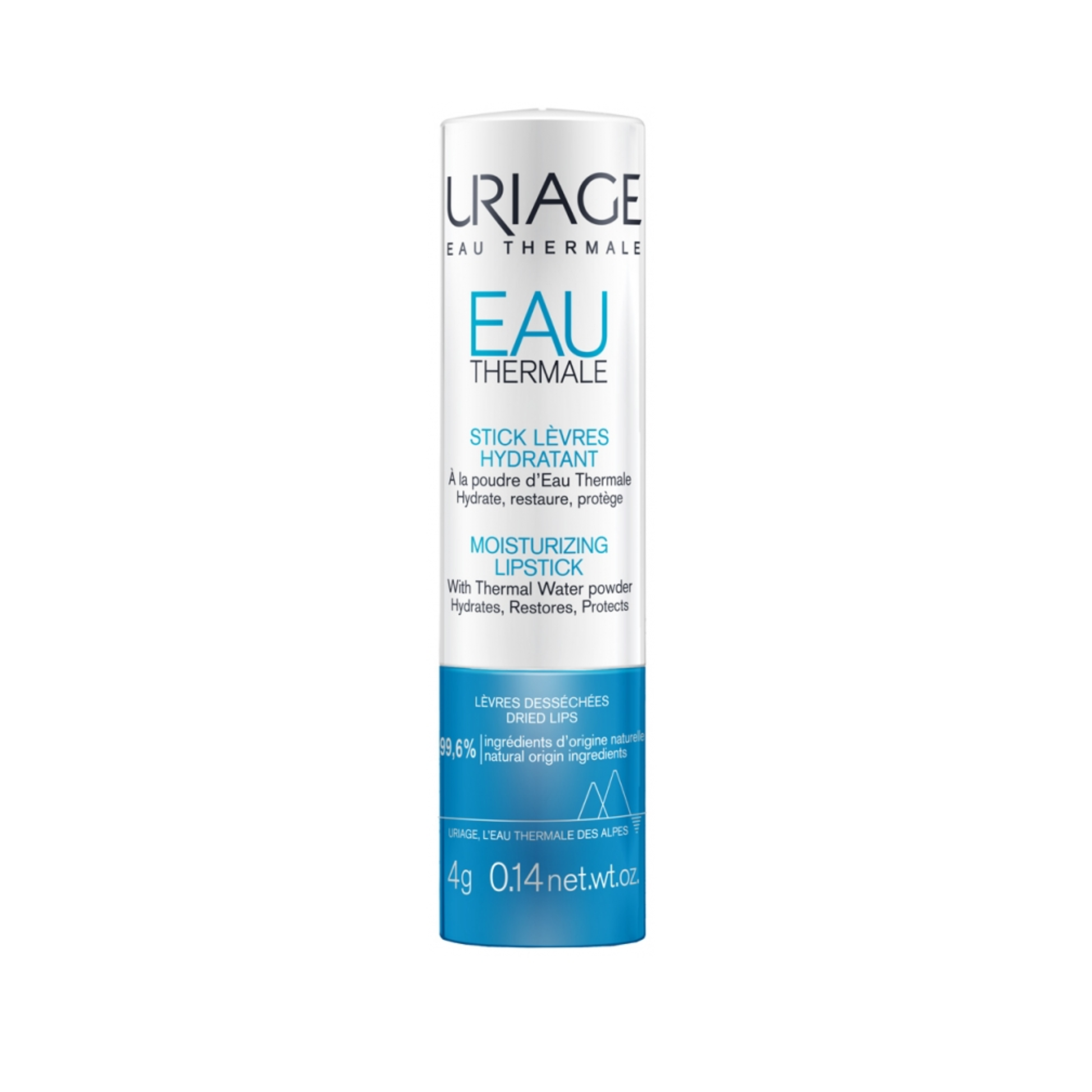 ALT 1 (Hero): Uriage Moisturizing Lipstick with Thermal Water 4g with hyaluronic acid shea butter and borage oil for dry and dehydrated lips 99.6% natural