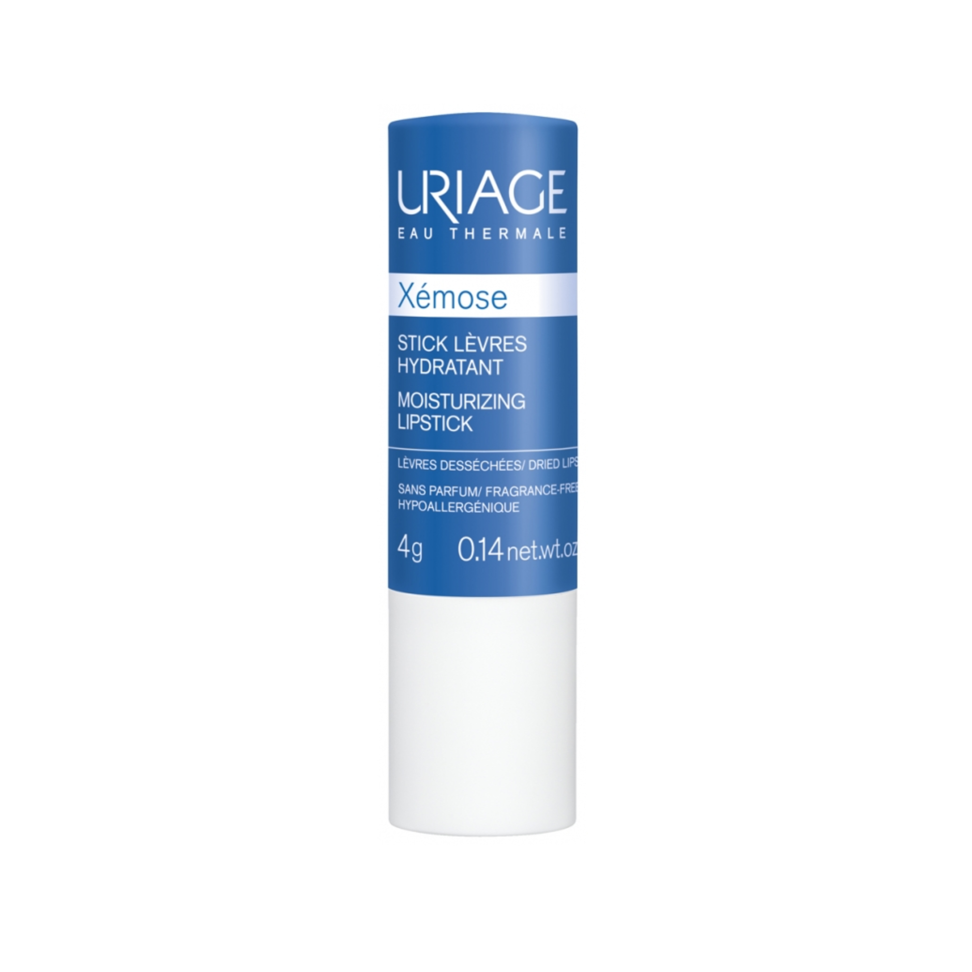 Uriage Xemose Moisturizing Lips Care 4g with shea butter hyaluronic acid and borage oil fragrance free hypoallergenic for dry lips