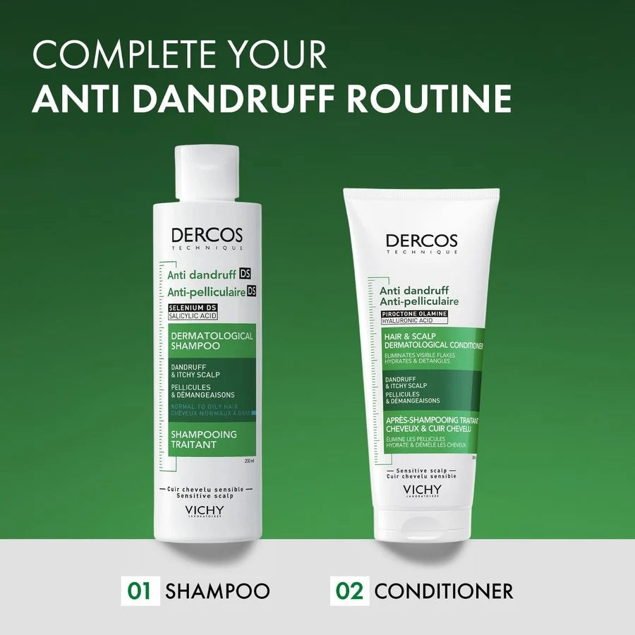 Vichy Dercos Anti-Dandruff Shampoo with Selenium Disulphide and Salicylic Acid, helps purify oily, dandruff-prone scalps