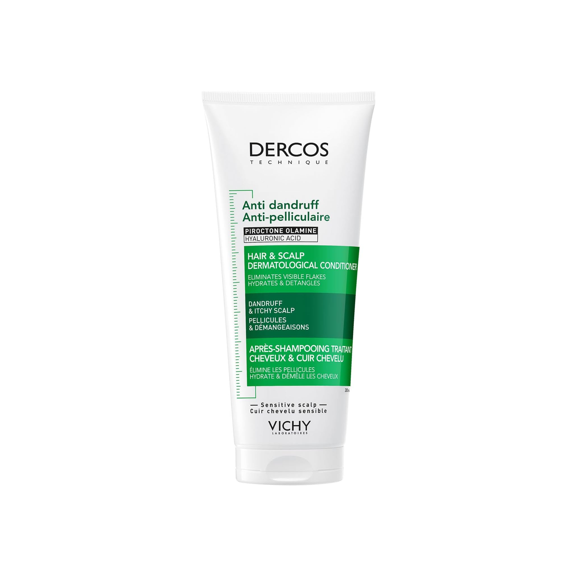 Vichy Dercos Anti-Dandruff Conditioner for hair and scalp 200ml, helps reduce visible flakes and deeply moisturise for up to 72 hours