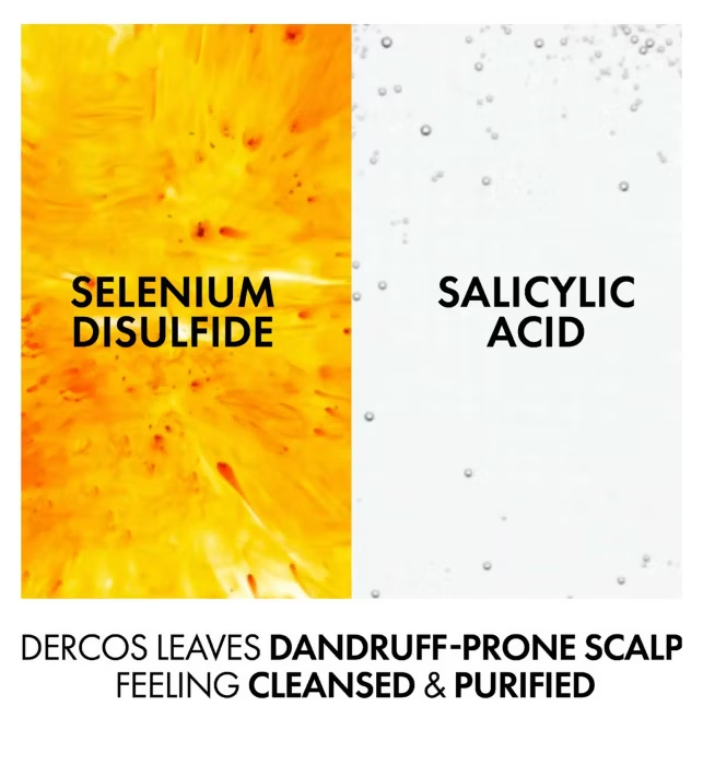 Vichy Dercos Anti-Dandruff Shampoo with Selenium Disulphide and Salicylic Acid, helps reduce dandruff and purify the scalp