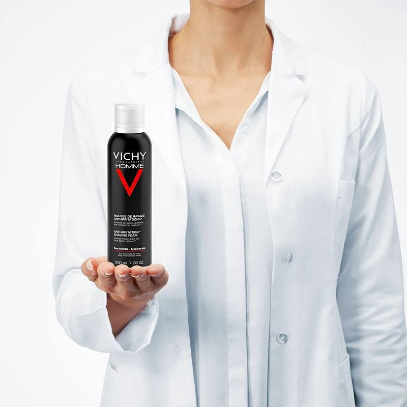 Vichy Homme Anti-Irritation Shaving Foam for sensitive and reactive skin hypoallergenic formula for a smooth comfortable shave