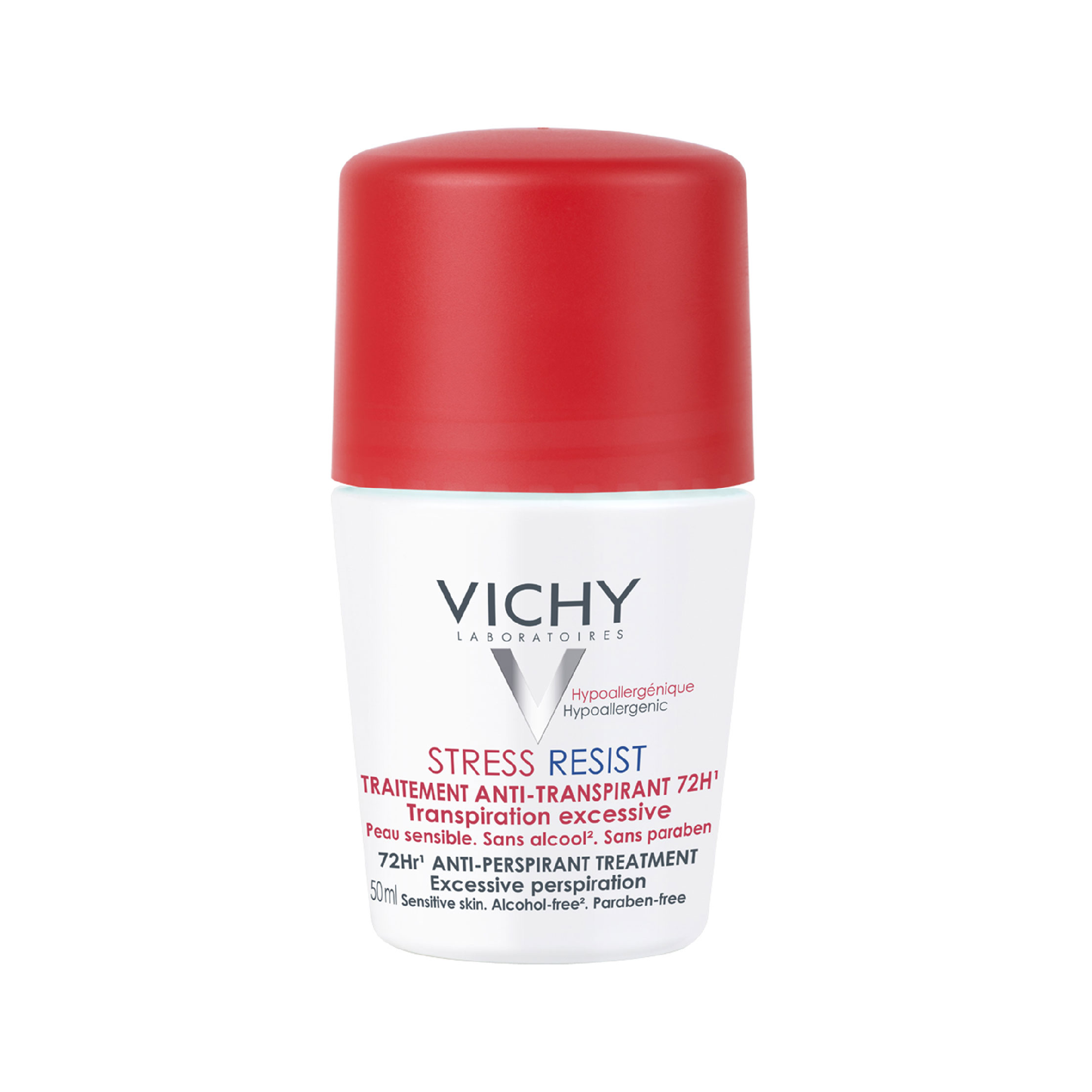Vichy Intensive Antiperspirant 72H Roll-On 50ml for excessive perspiration, alcohol-free and paraben-free, suitable for sensitive skin