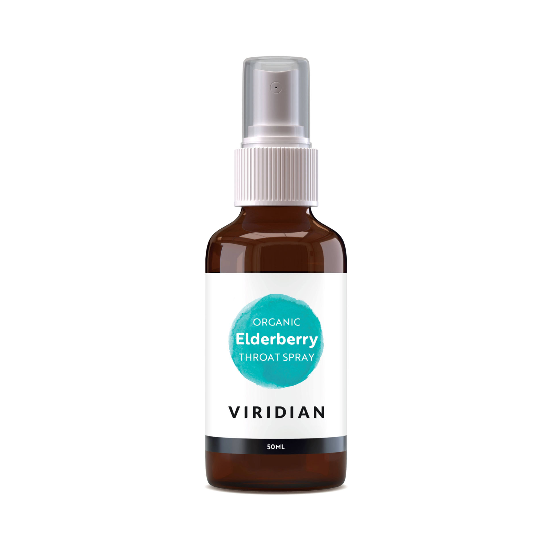 Viridian Organic Elderberry Throat Spray 50ml with manuka honey and marshmallow root supporting throat comfort immune system and winter wellness relief