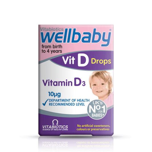 Vitabiotics Wellbaby Vitamin D Drops 30ml infant liquid supplement with olive oil base for daily bone growth and immune support from birth