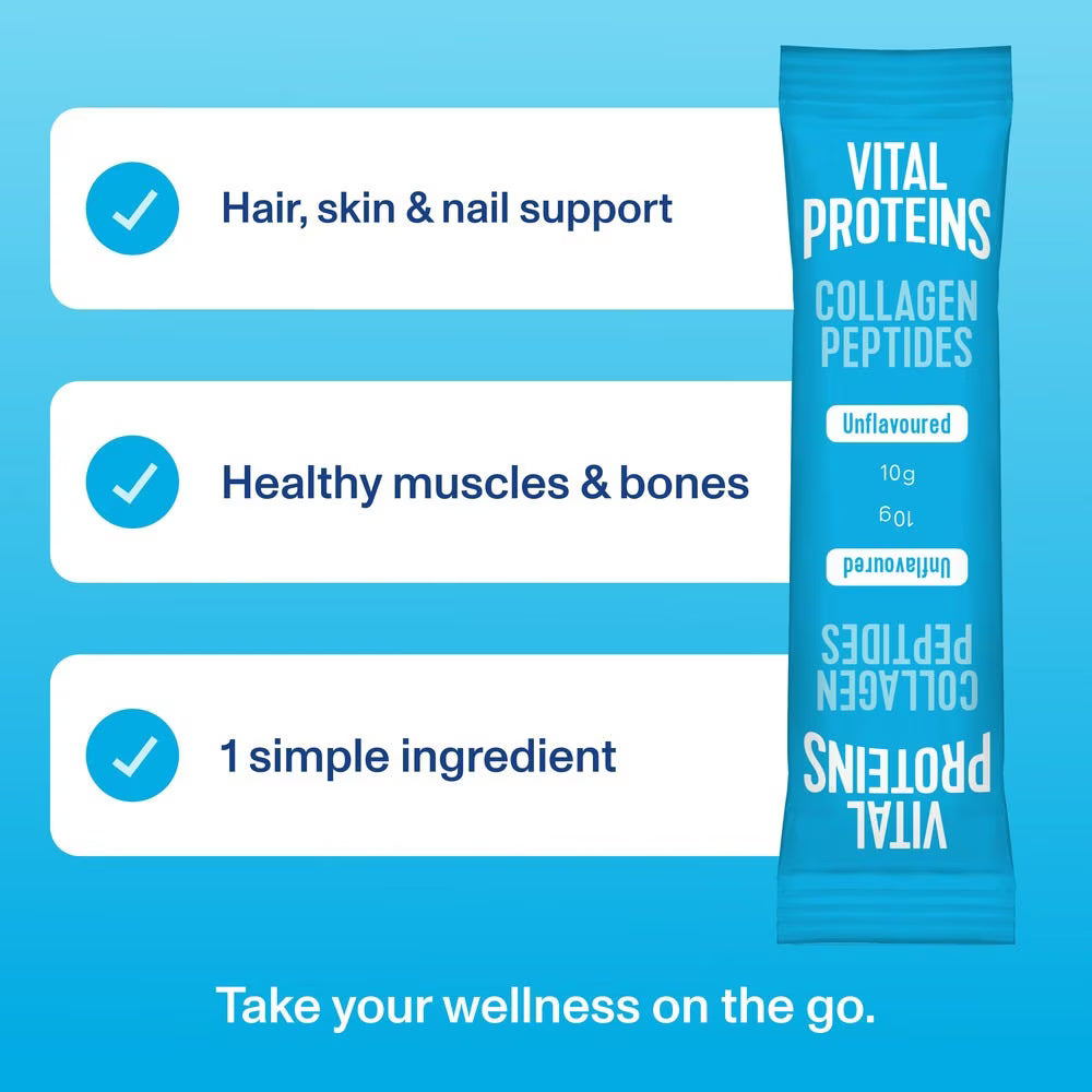 Vital Proteins Collagen Peptides Sachets suit those seeking a simple collagen routine, with single servings to mix into drinks each day.