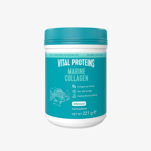 Vital Proteins Marine Collagen 221g offers a simple way to add collagen to your daily routine through hot or cold drinks.