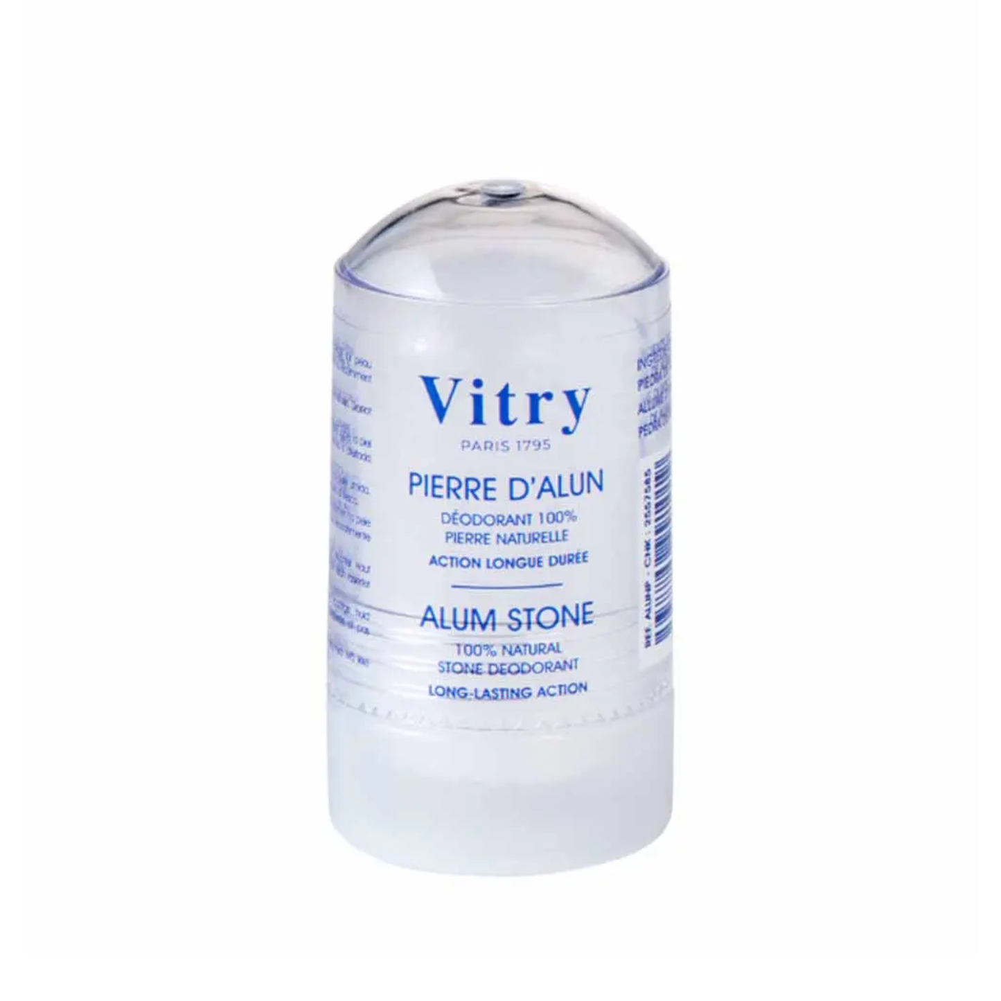 Vitry 100% Natural Alum Stone Deodorant 60g, pure alum crystals with 24H antibacterial protection, fragrance-free and aluminium chlorohydrate-free for all skin types
