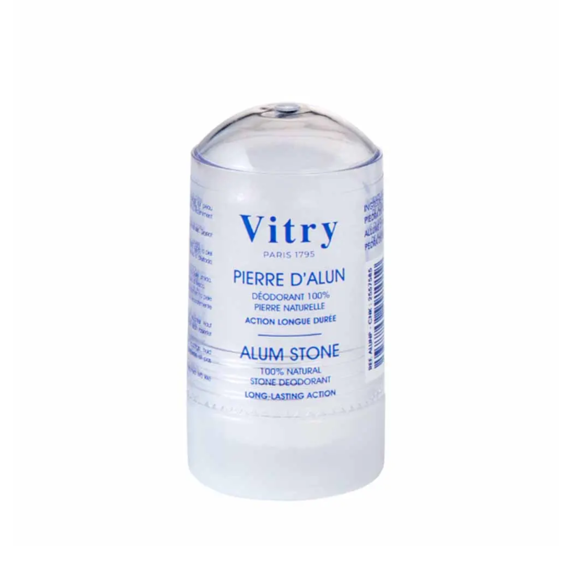Vitry 100% Natural Alum Stone Deodorant 60g, pure alum crystals with 24H antibacterial protection, fragrance-free and aluminium chlorohydrate-free for all skin types