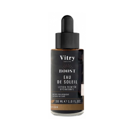 Vitry Boost Eau de Soleil 30ml is a tinted lotion that helps moisturise skin and adds an instant bronzed glow to face and body.