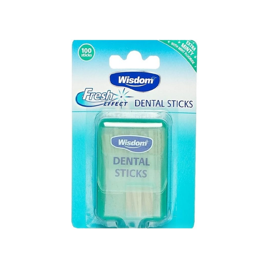 Wisdom Fresh Effect dental sticks 100 pack triangular interdental sticks with mint fluoride for cleaning between teeth