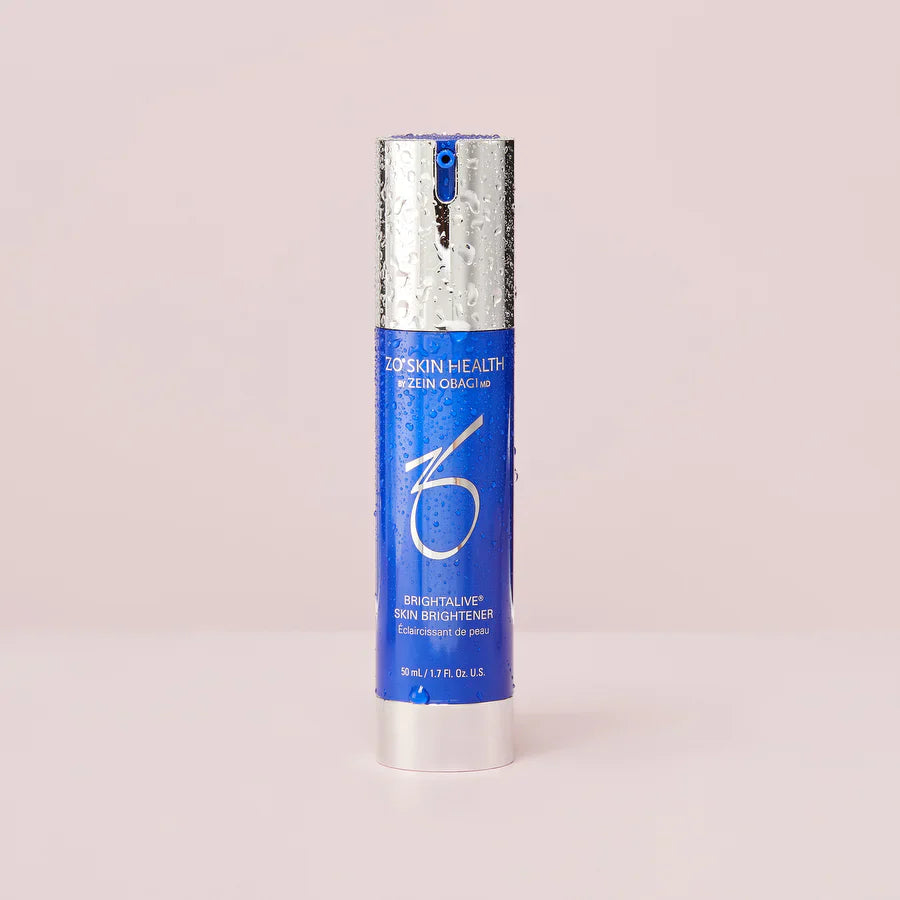ZO Skin Health Brightalive with diglucosyl gallic acid papain and beta-glucan to reduce the appearance of dark spots and support skin hydration