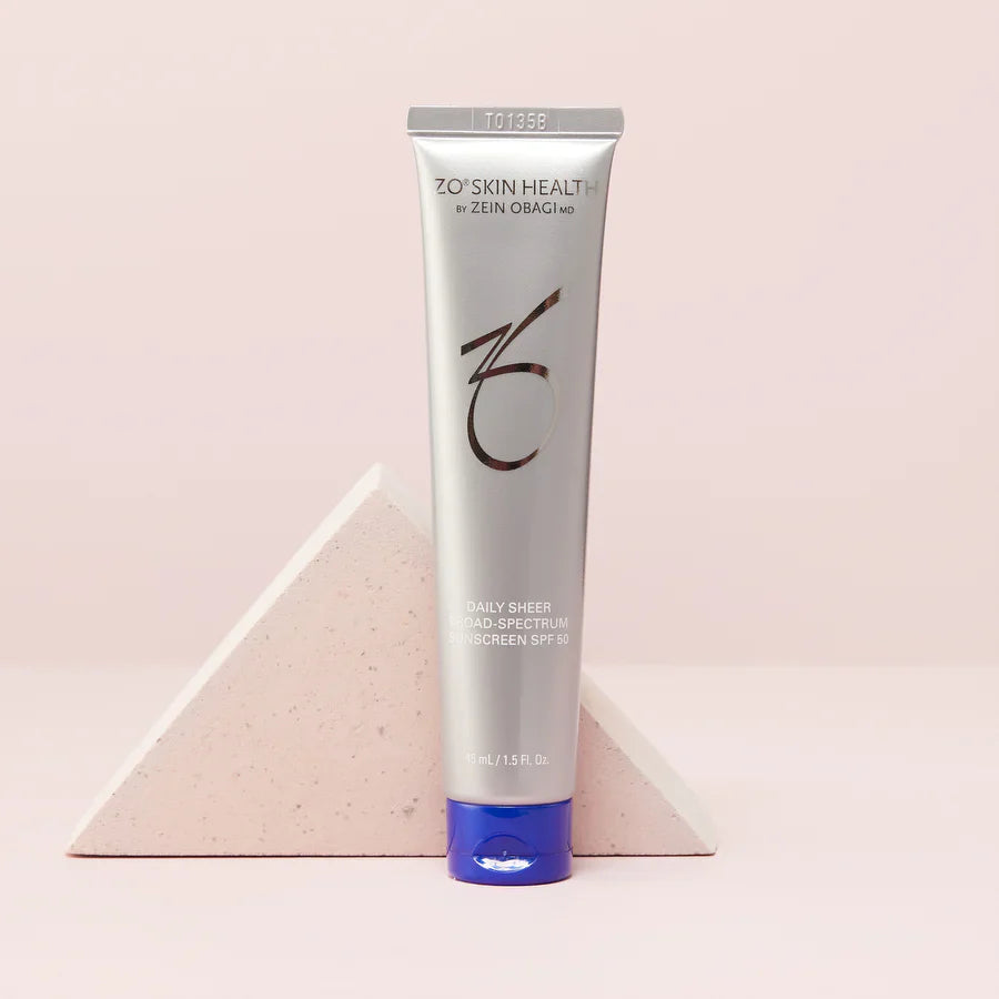 ZO Skin Health Daily Sheer SPF50 with ZOX12 antioxidant complex to help defend skin from UVA, UVB, HEV and IR-A rays