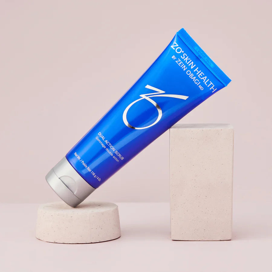 ZO Skin Health Dual Action Scrub with ZOX12 antioxidant complex vitamins A C and E to protect skin from free-radical damage