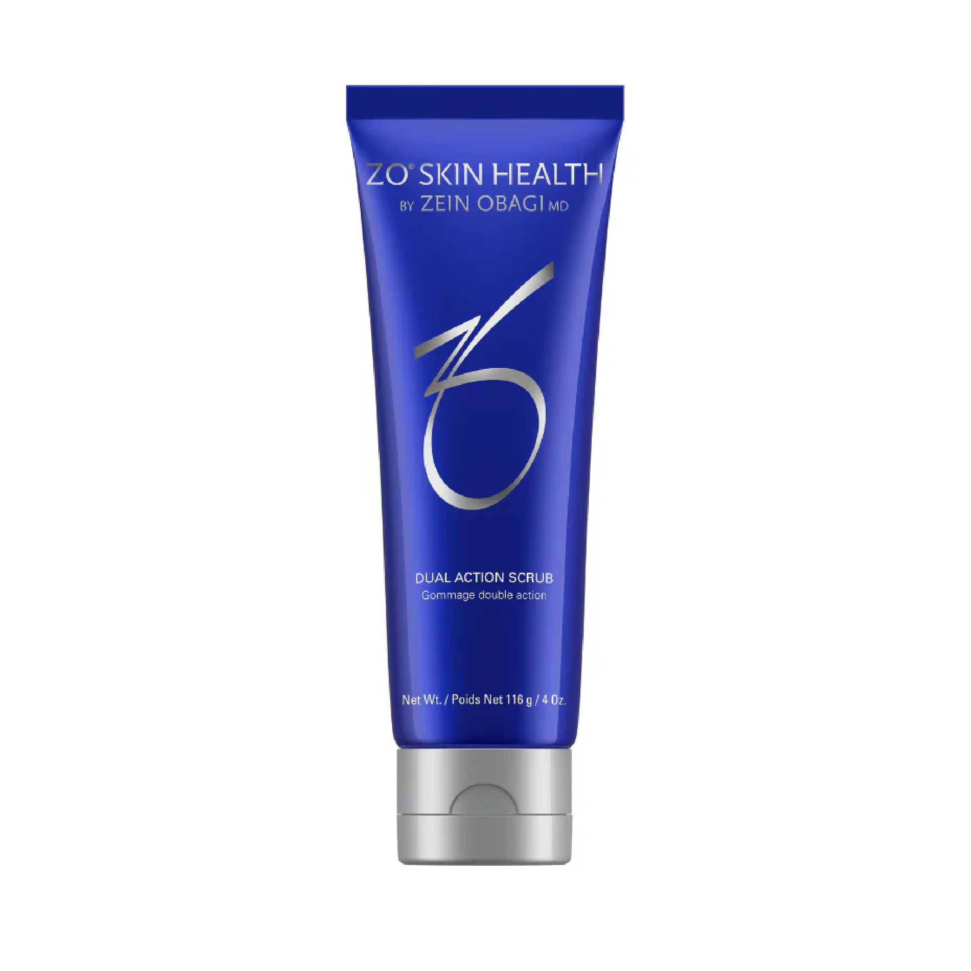ZO Skin Health Dual Action Scrub 116g with lactic acid salicylic acid and tea tree oil for dual-action exfoliation and pore cleansing