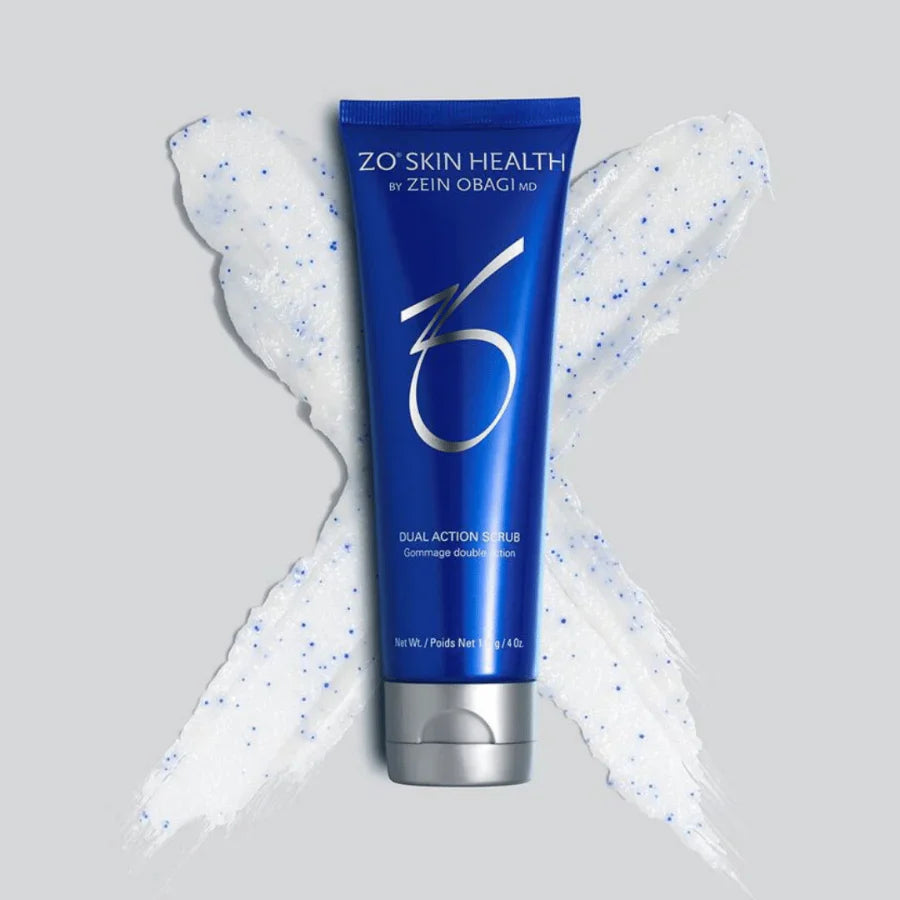 ZO Skin Health Dual Action Scrub with ZOX12 antioxidant complex vitamins A C and E to protect skin from free-radical damage