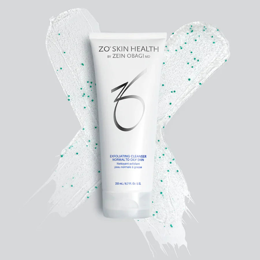 ZO Skin Health Exfoliating Cleanser for normal to oily skin used morning and evening to remove dead skin cells and keep pores clear