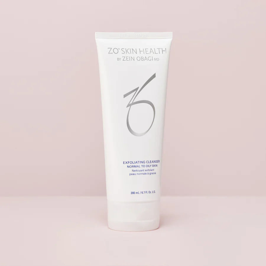 ZO Skin Health Exfoliating Cleanser with vitamin E spiraea ulmaria extract and sodium PCA for antioxidant protection and gentle exfoliation