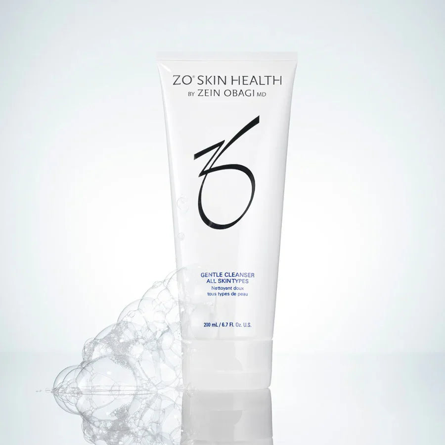 ZO Skin Health Gentle Cleanser for sensitive and easily irritated skin used morning and evening to remove impurities without stripping moisture