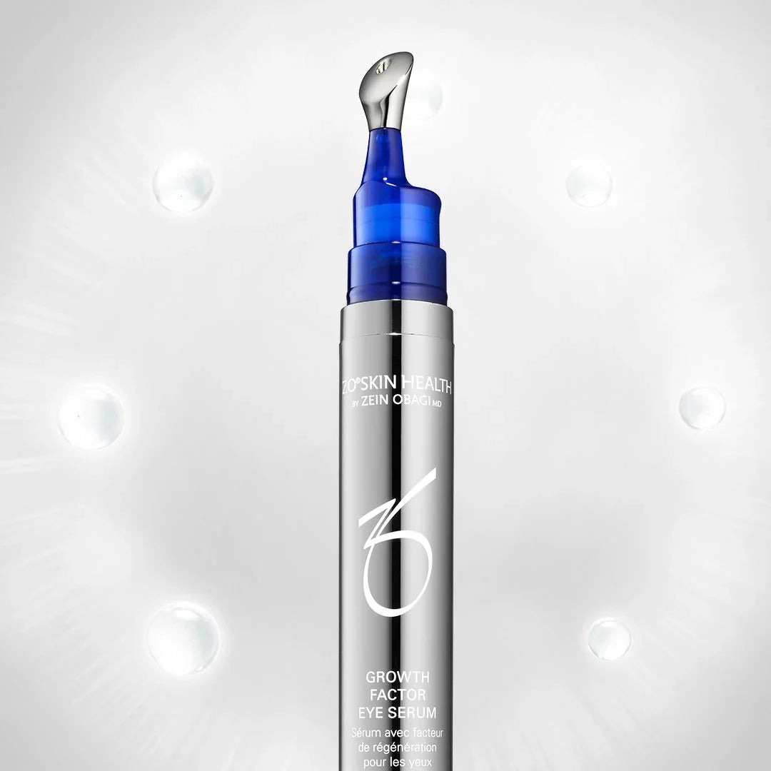 ZO Skin Health Growth Factor Eye Serum for all skin types including retinol-sensitive skin seeking advanced anti-ageing eye care with a filler-like plumping effect