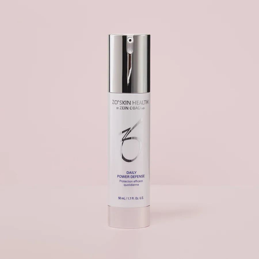 ZO Skin Health Daily Power Defense for all skin types used morning and evening to protect against environmental aggressors and support skin renewal