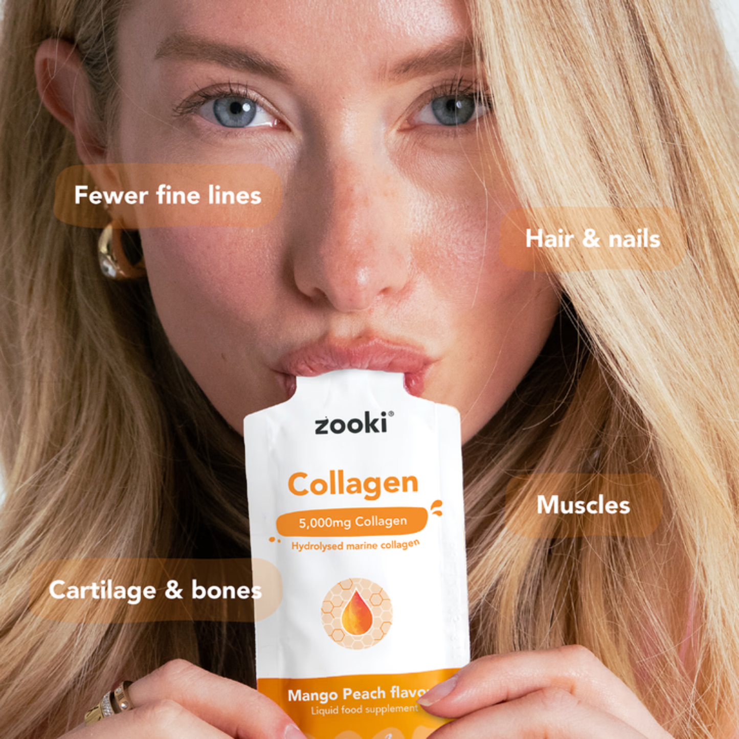 Zooki Marine Collagen 5,000mg Mango Peach Flavour 14 x 15ml