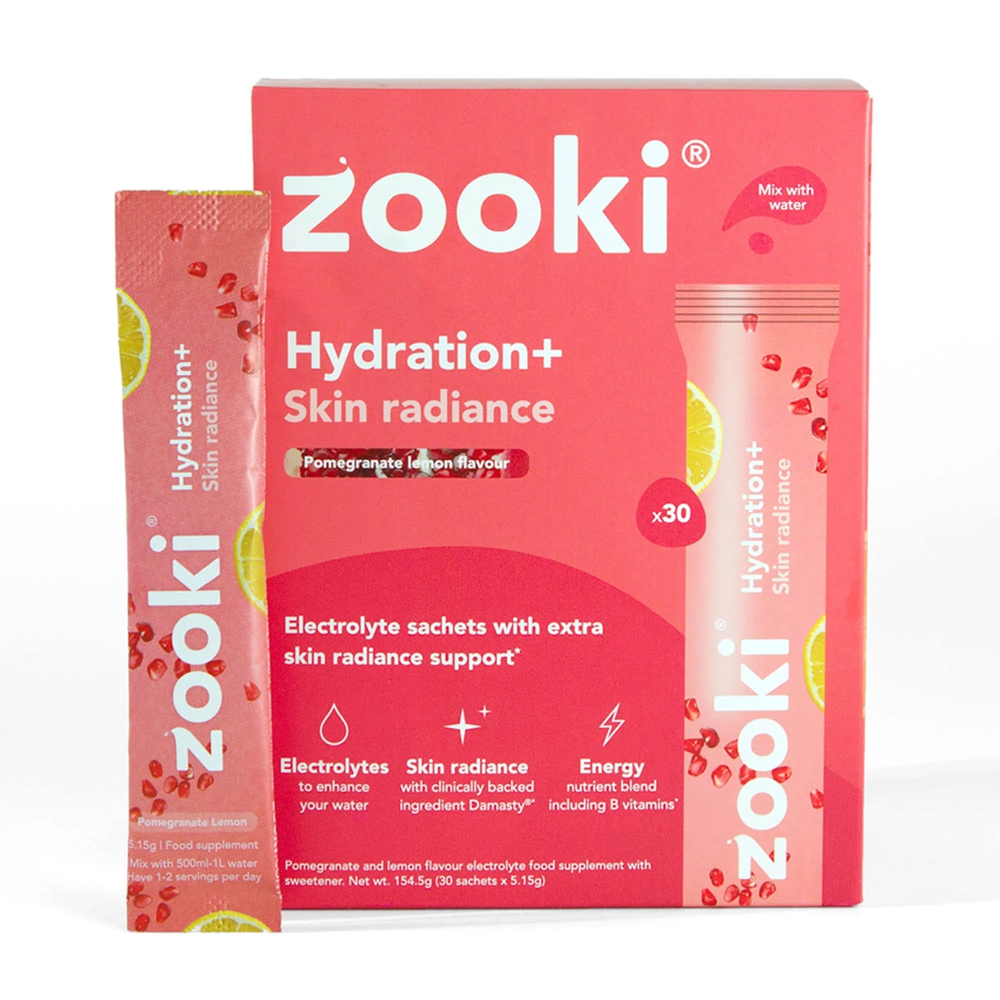 Zooki Hydration+ Skin Radiance, Pomegranate Flavour - 30 Sachets