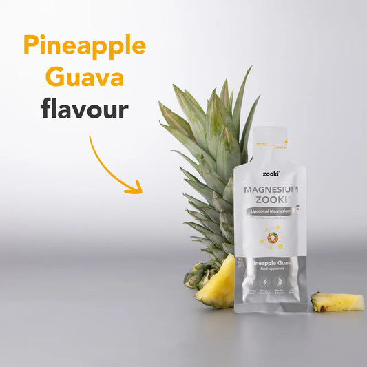 Zooki Liposomal Magnesium Bisglycinate 1,500mg, Pineapple Flavour - 30x15ml Liquid Sachets
