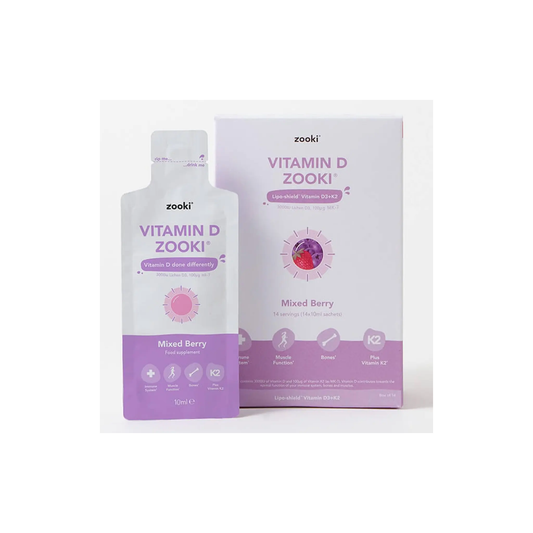 Zooki Liposomal Vitamin D3 + K2 3,000iu, Mixed Berry Flavour - 14x10ml Liquid Sachets
