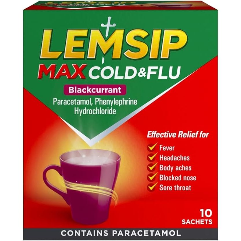 Lemsip Max Cold And Flu Blackcurrant 10 Sachets