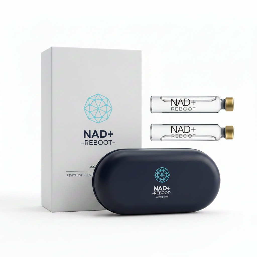 NAD+ Reboot 1000mg pen device showing NAD+ active formula designed to support cellular energy and recovery