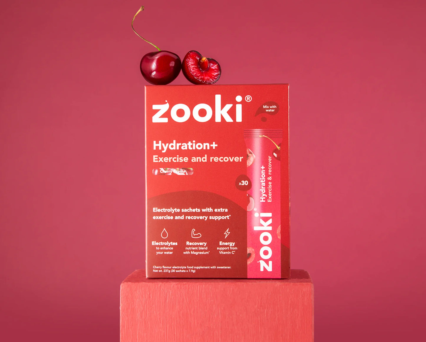 zooki Hydration+ Exercise and Recover, Cherry Flavoured 30 Sachets
