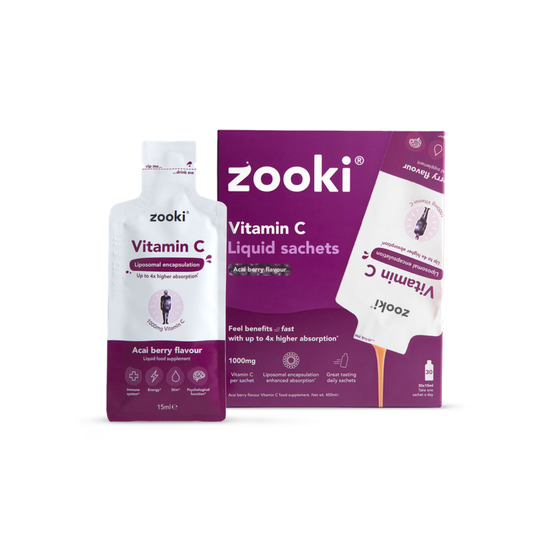 Zooki Liposomal Vitamin C, Acai Berry Flavour 15ml 30 Liquid Sachets